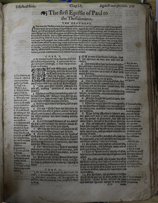 Bible in English, bound with Psalmes, Concordances, lacking title page and early and final pages, quarto,